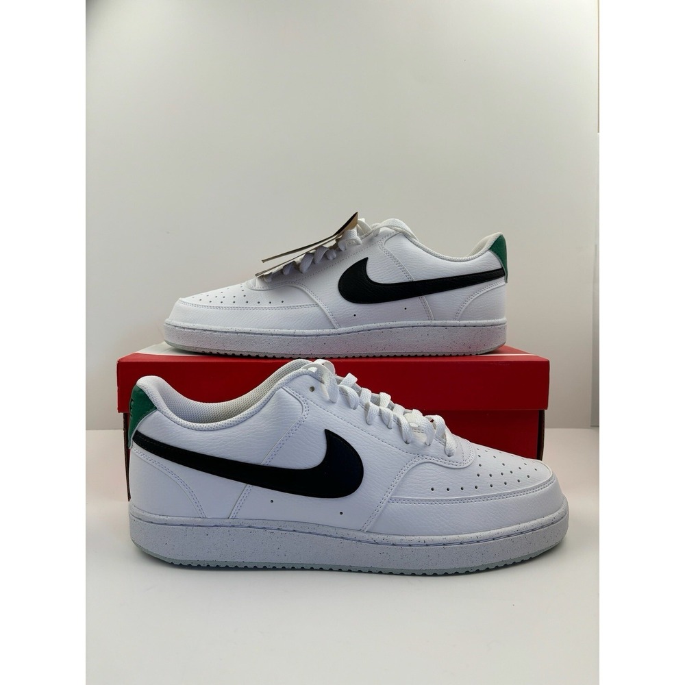 Nike Court Vision Low Next Nature White Black Green Sneakers DH2987-110 Men's 13